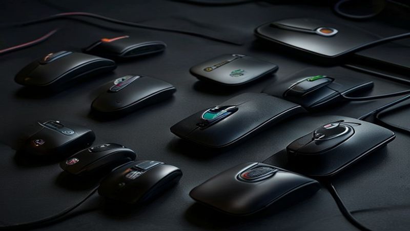 Professional gaming mice collection studio product photography