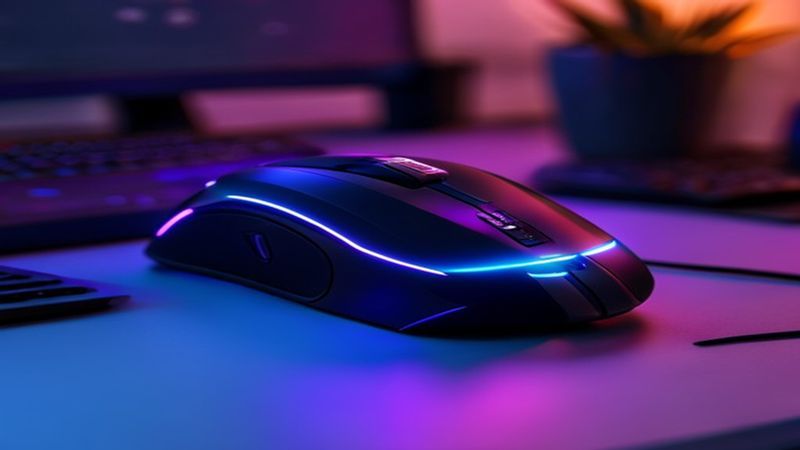 Gaming mouse with RGB lighting competitive setup