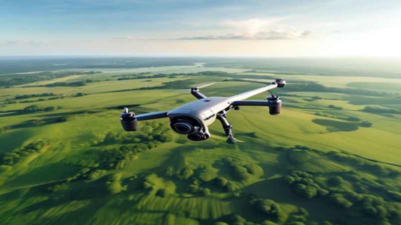 Holy Stone HS720E drone mid-flight