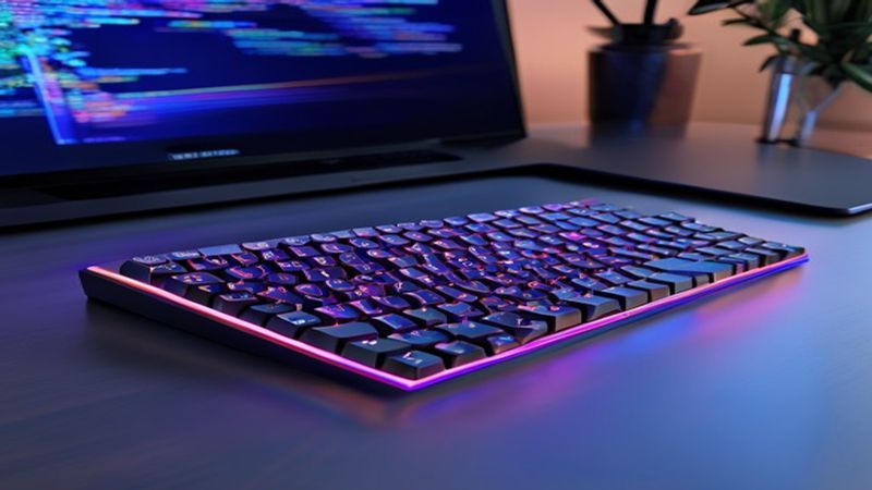 Mechanical keyboard on programmer's desk