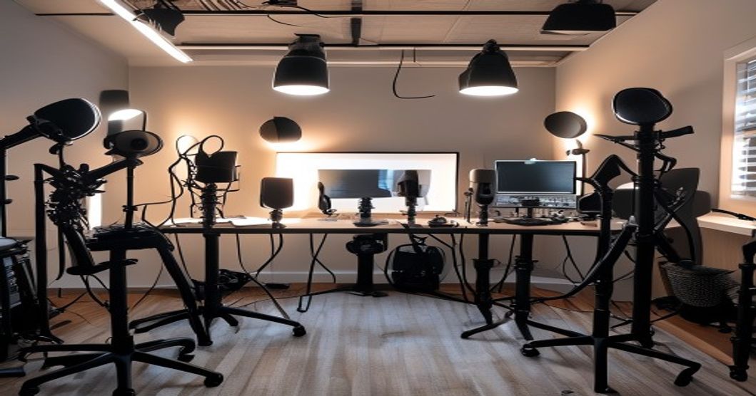 Podcast microphone setup