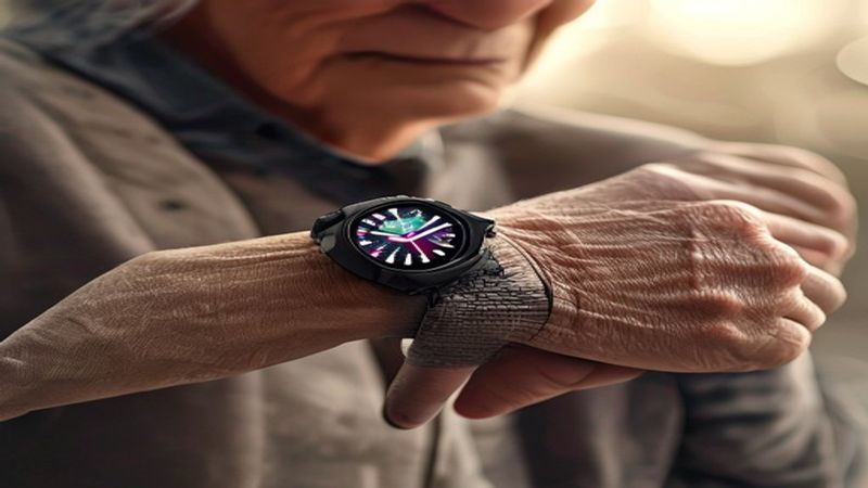 Senior wearing smartwatch