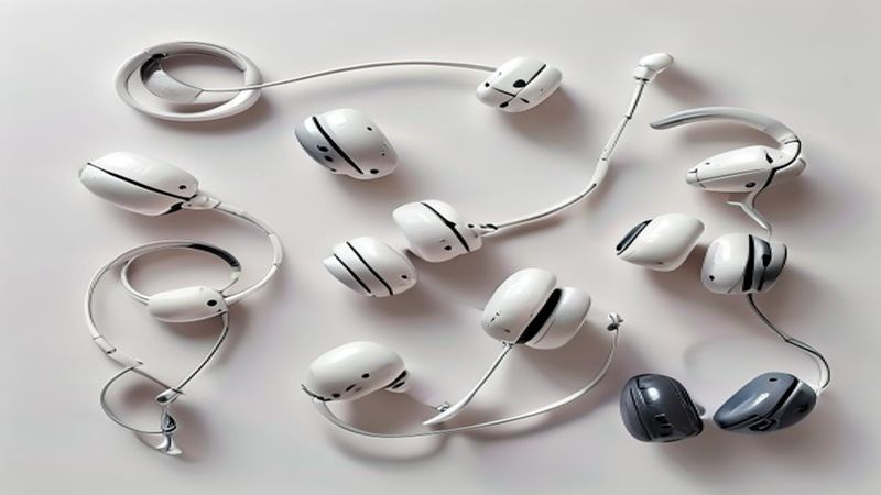 Wireless earbuds on commuter desk