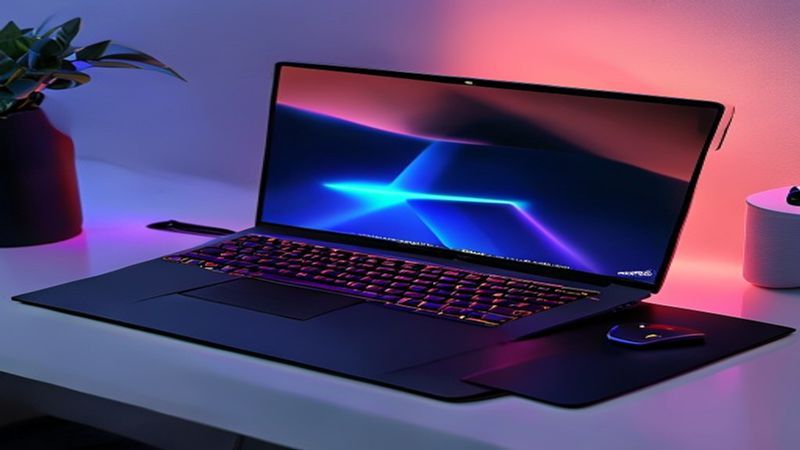 Gaming laptop setup with multiple screens