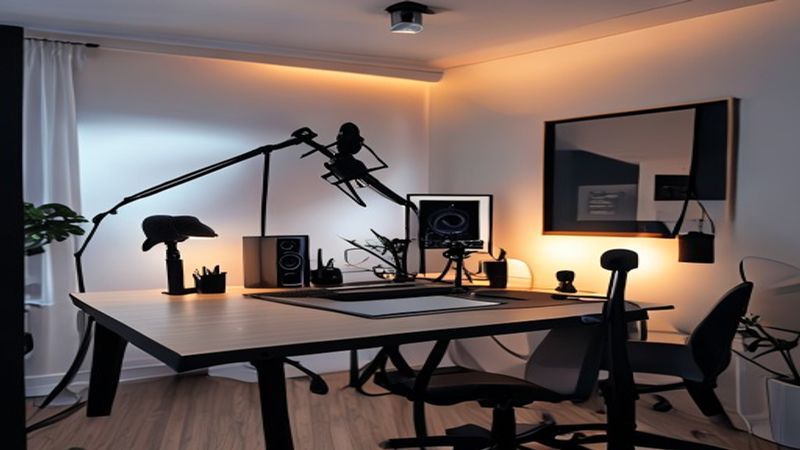 Professional podcast microphone setup