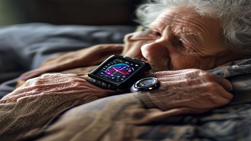 Senior using smartwatch