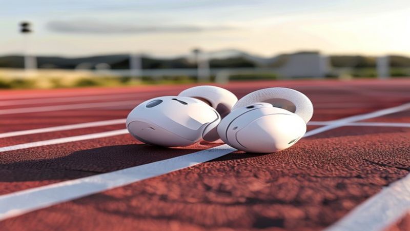 SoundPEATS Free2 Classic wireless earbuds in action, close-up product shot showing detailed design, placed