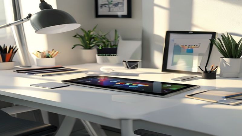 Digital art workspace with tablet and stylus