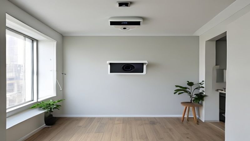 Security camera setup in modern apartment