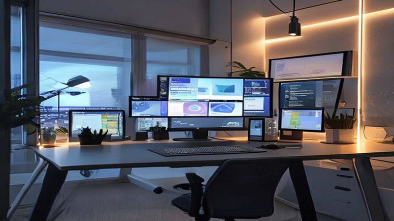 Professional desk with Dell monitor