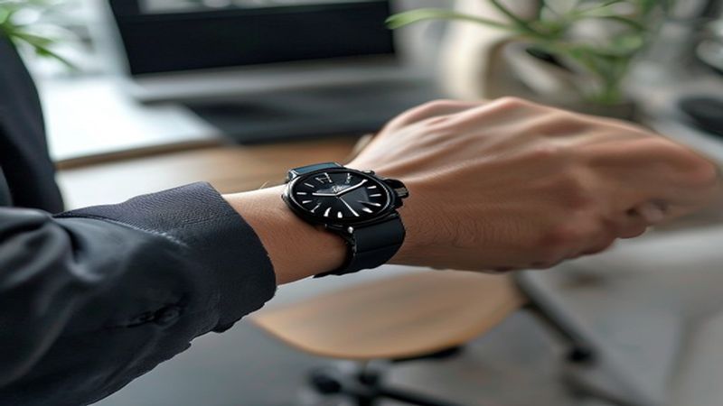 Professional wearing smartwatch in office